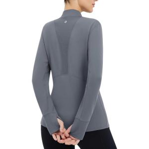imagebaleaf Thermal Shirts for Women Long Sleeve Turtleneck Tops Fleece Lined Base Layer with Thumb Hole Cold Weather Winter GearDark Gray