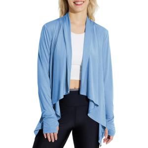 imagebaleaf Womens Long Sleeve Sun Shirts UPF 50 Lightweight Open Front Cardigan with Pockets Beach Cover Up SPF Sun WrapTexturedbluelong Sleeve