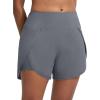 imagebaleaf Womens 5quot Swim Shorts High Waisted 2 in 1 Board Shorts Quick Dry Swimming Bottom with Pockets UPF 50Dark Gray