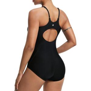 imagebaleaf Womens One Piece Swimsuit Adjustable Straps Athletic Racerback Training Bathing Suit SwimwearBlack