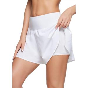 imagebaleaf Womens Swim Shorts Bottoms High Waisted Board Shorts Tummy Control Flowy Swimsuit Bathing Suit with LinerWhite