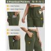 imagebaleaf Womens Capri Pants with Zipper Pocket Lightweight Quick Dry Water Resistant Hiking Pants UPF50 Adjustable Ankle CuffArmy Green