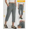 imagebaleaf Womens Capri Pants with Zipper Pocket Lightweight Quick Dry Water Resistant Hiking Pants UPF50 Adjustable Ankle CuffDark Gray