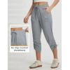 imagebaleaf Womens Capri Pants with Zipper Pocket Lightweight Quick Dry Water Resistant Hiking Pants UPF50 Adjustable Ankle CuffGray