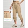 imagebaleaf Womens Capri Pants with Zipper Pocket Lightweight Quick Dry Water Resistant Hiking Pants UPF50 Adjustable Ankle CuffKhaki