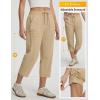 imagebaleaf Womens Capri Pants with Zipper Pocket Lightweight Quick Dry Water Resistant Hiking Pants UPF50 Adjustable Ankle CuffKhaki