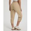 imagebaleaf Womens Capri Pants with Zipper Pocket Lightweight Quick Dry Water Resistant Hiking Pants UPF50 Adjustable Ankle CuffKhaki