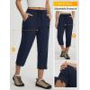imagebaleaf Womens Capri Pants with Zipper Pocket Lightweight Quick Dry Water Resistant Hiking Pants UPF50 Adjustable Ankle CuffNavy Blue
