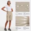 imagebaleaf Womens Long Hiking Bermuda Shorts Quick Dry Summer Golf Shorts Lightweight with Pockets UPF 50 for Camping Work2khaki