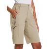 imagebaleaf Womens Long Hiking Bermuda Shorts Quick Dry Summer Golf Shorts Lightweight with Pockets UPF 50 for Camping Work2khaki