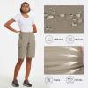 imagebaleaf Womens Long Hiking Bermuda Shorts Quick Dry Summer Golf Shorts Lightweight with Pockets UPF 50 for Camping Work3light Grey