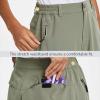 imagebaleaf Womens Long Hiking Bermuda Shorts Quick Dry Summer Golf Shorts Lightweight with Pockets UPF 50 for Camping Work5raw Khaki