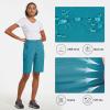 imagebaleaf Womens Long Hiking Bermuda Shorts Quick Dry Summer Golf Shorts Lightweight with Pockets UPF 50 for Camping Work6blue