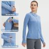 imagebaleaf Womens Sun Protection Jacket Hoodie Clothing Lightweight Long Sleeve Sun Cover Up ShirtHeather Blue