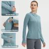 imagebaleaf Womens Sun Protection Jacket Hoodie Clothing Lightweight Long Sleeve Sun Cover Up ShirtHeather Light Blue