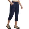 imagebaleaf Womens Capri Pants with Zipper Pocket Lightweight Quick Dry Water Resistant Hiking Pants UPF50 Adjustable Ankle CuffNavy Blue