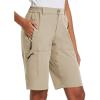 imagebaleaf Womens Long Hiking Bermuda Shorts Quick Dry Summer Golf Shorts Lightweight with Pockets UPF 50 for Camping Work2khaki