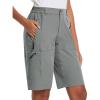 imagebaleaf Womens Long Hiking Bermuda Shorts Quick Dry Summer Golf Shorts Lightweight with Pockets UPF 50 for Camping Work3light Grey