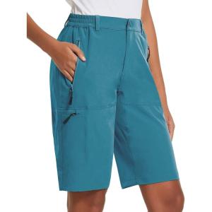 imagebaleaf Womens Long Hiking Bermuda Shorts Quick Dry Summer Golf Shorts Lightweight with Pockets UPF 50 for Camping Work6blue