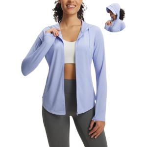 imagebaleaf Womens Sun Jacket with Removable Brim UPF 50 Lightweight UV SPF Shirts Long Sleeve Full Zip Up Hoodie Outdoor HikingLight Blue