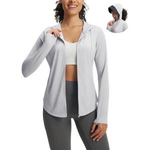 imagebaleaf Womens Sun Jacket with Removable Brim UPF 50 Lightweight UV SPF Shirts Long Sleeve Full Zip Up Hoodie Outdoor HikingLight Gray