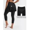 imageBALEAF Womens 20 Swim Leggings with Skirt High Waisted Skirted Pants Long Swimming Capris UPF50 with Liner and PocketsBlack
