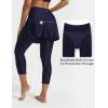 imageBALEAF Womens 20 Swim Leggings with Skirt High Waisted Skirted Pants Long Swimming Capris UPF50 with Liner and PocketsNavy Blue