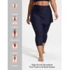 imageBALEAF Womens 20 Swim Leggings with Skirt High Waisted Skirted Pants Long Swimming Capris UPF50 with Liner and PocketsNavy Blue
