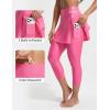imageBALEAF Womens 20 Swim Leggings with Skirt High Waisted Skirted Pants Long Swimming Capris UPF50 with Liner and PocketsPink
