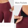 imagebaleaf Winter Clothing Women Leggings Fleece Lined Tights Thermal Warm Thick Cold Weather Gear 1 PocketsRuby Wine