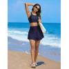 imagebaleaf Womens 15 High Waisted Swim Skirt Ruffle Quick Dry Bathing Suit Swimsuit Bottoms with Slant Pockets UPF 50Navy Blue