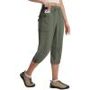 imagebaleaf Womens 19 Capri Pants with 7 Pockets Lightweight Quick Dry Water Resistant Hiking Travel Summer Pants for OutdoorArmy Green