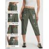 imagebaleaf Womens 19 Capri Pants with 7 Pockets Lightweight Quick Dry Water Resistant Hiking Travel Summer Pants for OutdoorArmy Green