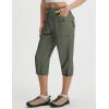 imagebaleaf Womens 19 Capri Pants with 7 Pockets Lightweight Quick Dry Water Resistant Hiking Travel Summer Pants for OutdoorArmy Green