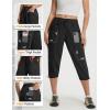 imagebaleaf Womens 19 Capri Pants with 7 Pockets Lightweight Quick Dry Water Resistant Hiking Travel Summer Pants for OutdoorBlack