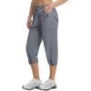imagebaleaf Womens 19 Capri Pants with 7 Pockets Lightweight Quick Dry Water Resistant Hiking Travel Summer Pants for OutdoorDark Gray