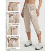 imagebaleaf Womens 19 Capri Pants with 7 Pockets Lightweight Quick Dry Water Resistant Hiking Travel Summer Pants for OutdoorKhaki