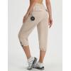 imagebaleaf Womens 19 Capri Pants with 7 Pockets Lightweight Quick Dry Water Resistant Hiking Travel Summer Pants for OutdoorKhaki
