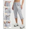 imagebaleaf Womens 19 Capri Pants with 7 Pockets Lightweight Quick Dry Water Resistant Hiking Travel Summer Pants for OutdoorLight Gray