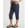imagebaleaf Womens 19 Capri Pants with 7 Pockets Lightweight Quick Dry Water Resistant Hiking Travel Summer Pants for OutdoorNavy Blue