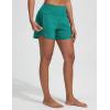 imagebaleaf Womens 4 High Waisted Swim Board Shorts Quick Dry UPF50 with Zipper PocketsGreen
