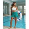 imagebaleaf Womens 4 High Waisted Swim Board Shorts Quick Dry UPF50 with Zipper PocketsGreen