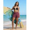 imagebaleaf Womens 4 High Waisted Swim Board Shorts Quick Dry UPF50 with Zipper PocketsWine Red