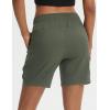 imagebaleaf Womens 7 Hiking Shorts Lightweight Water Resistant Athletic Golf Cargo Shorts with Zipper Pockets Quick Dry SummerArmy Green