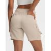 imagebaleaf Womens 7 Hiking Shorts Lightweight Water Resistant Athletic Golf Cargo Shorts with Zipper Pockets Quick Dry SummerKhaki