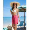imagebaleaf Womens 7 Long Board Shorts High Waisted Swim Shorts Modest Swimsuits with Pockets Quick Dry UPF50Pink