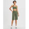 imagebaleaf Womens Bermuda Long Shorts 14 Knee Length Capris High Waisted Athletic Shorts with Pockets Summer Stretch LooseArmy Green