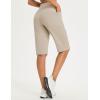 imagebaleaf Womens Bermuda Long Shorts 14 Knee Length Capris High Waisted Athletic Shorts with Pockets Summer Stretch LooseKhaki