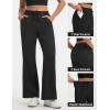 imagebaleaf Womens Hiking Pants Lightweight Water Resistant Travel Flare Pants with Pockets Quick Dry Breathable Drawstring WaistBlack