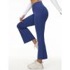 imagebaleaf Womens Petite Flare Leggings Tummy Control Crossover High Waisted Yoga Pants with Pockets Work Casual 27Navy Blue